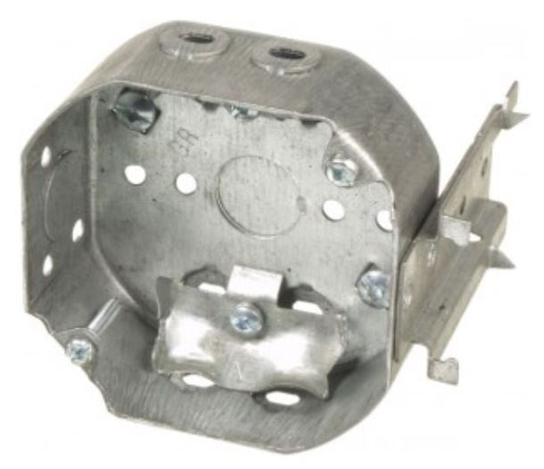 54151-LB - 4" Shallow Octagonal Ceiling Box with clamps & bracket