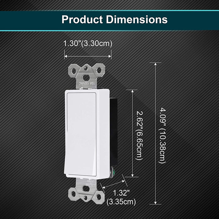 Single Pole Decorator Wall Light Switch 15A