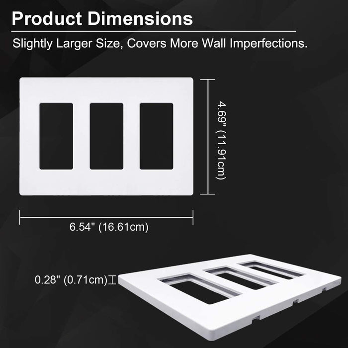 3-Gang Screwless Wall Plate