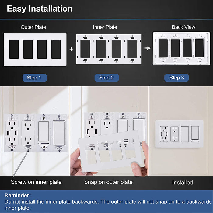 4-Gang Screwless Wall Plate,