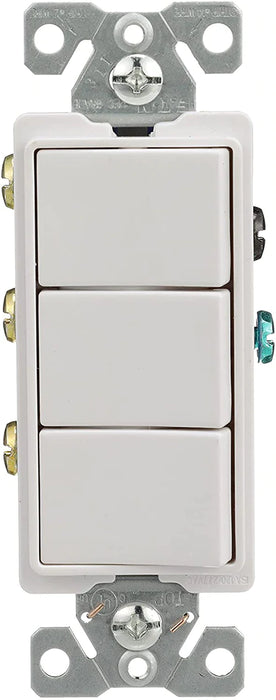 Eaton 7729W-SP 15-Amp 120-Volt Decorator Heavy Duty Grade Three Single-Pole Combination Switches, White