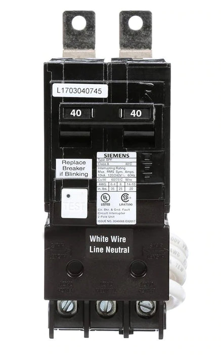 Siemens BF240 40 Amp Double Pole GFCI Bolt-On Circuit Breaker