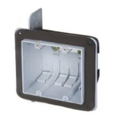 Plastic Device Box, 2-Gang with Vapor Barrier.