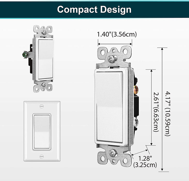 Single Pole Decorator Wall Light Switch 15A